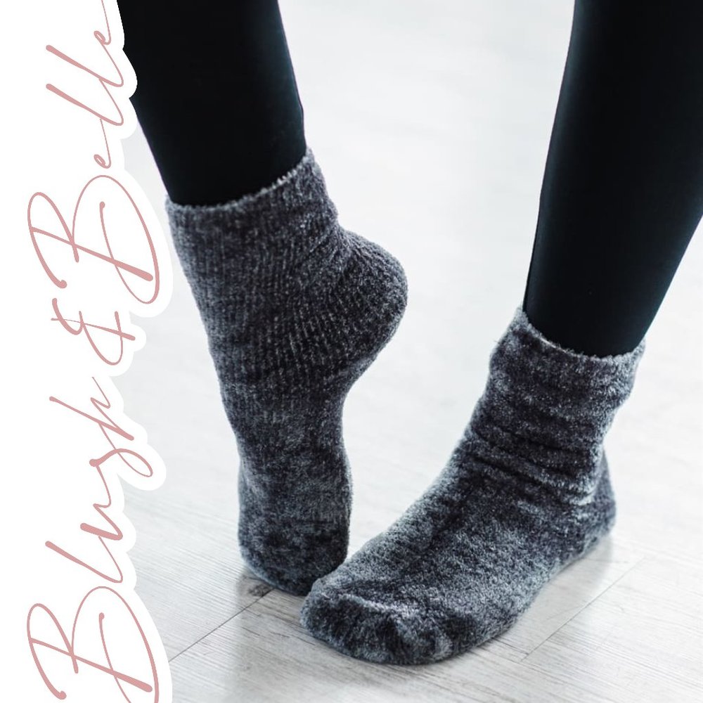 Luxury Cozy So Soft Chenille Socks CHARCOAL